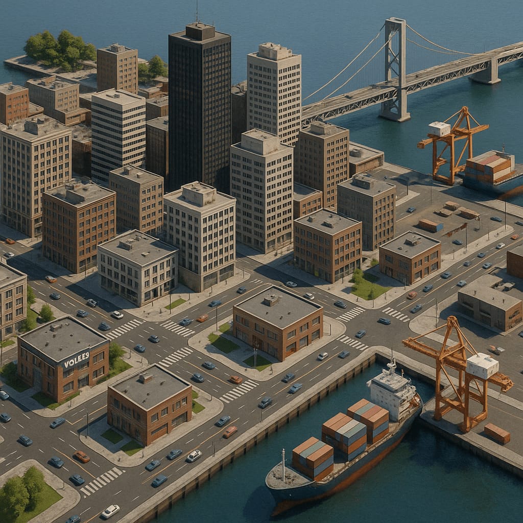3D Isometric City Simulation View