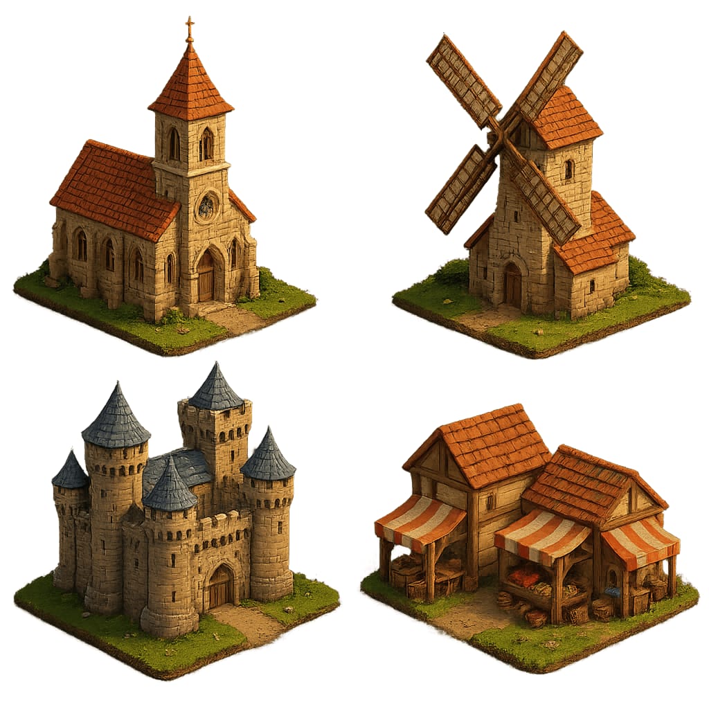 Medieval Voxel Building Sprites